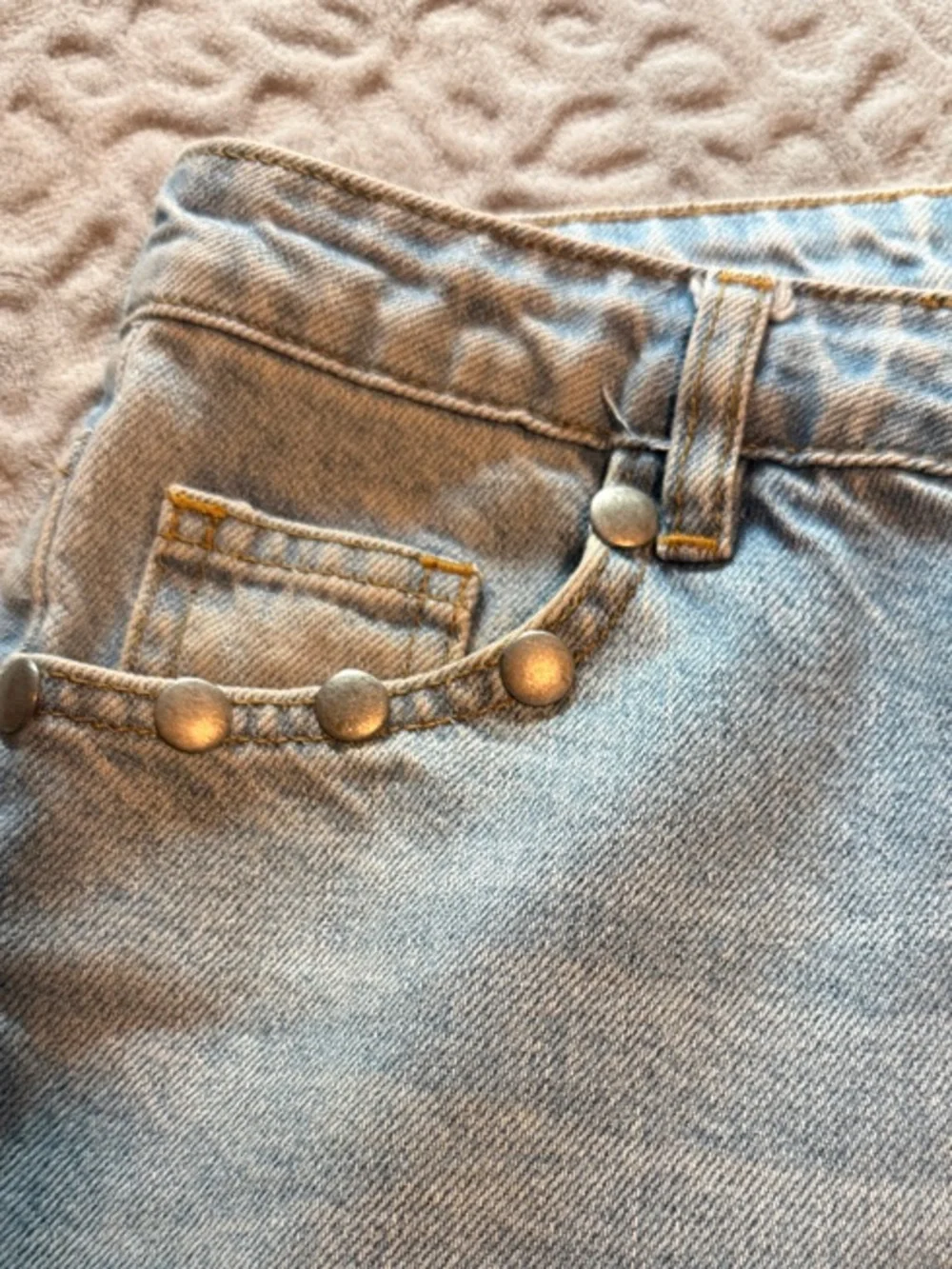 Chorus Light Blue Boyfriend Jeans with Rose Knee Patches
